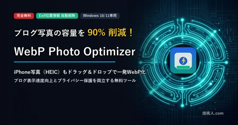 ブログ写真の容量を90%削減！WebP Photo Optimizer アイキャッチ